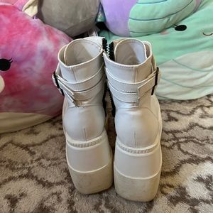 White Demonia Platform Boots